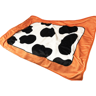 蜡笔小新奶牛法兰绒毛毯被子儿童午睡盖毯毯子办公室空调被被套