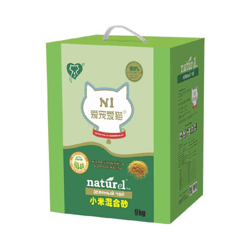 N1 爱宠爱猫小米混合猫砂2.0颗粒豆腐砂植物猫砂吸水易结团可冲厕