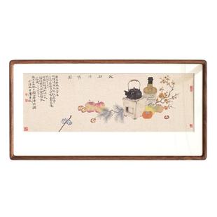 新中式水墨挂画书房横版双联禅意茶室日式卧室客厅民宿酒店装饰画