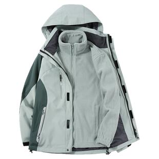 台州户外冲锋衣男女士三合一可拆卸秋冬加绒防水防风潮牌外套定制