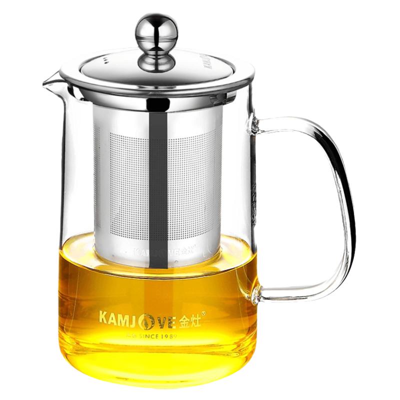 金灶不锈钢茶道杯耐热玻璃花茶杯