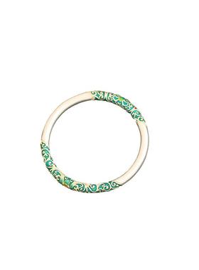 足银999珐琅描金卷草纹手镯女高级感实心镯子手环国风新中式饰品