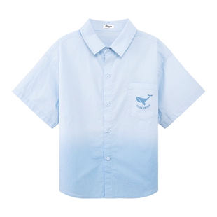 左西童装男童衬衫纯棉儿童短袖T恤夏季外套2026新款男孩洋气上衣