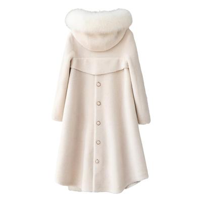 狐狸毛领海宁羊毛颗粒皮草外套女