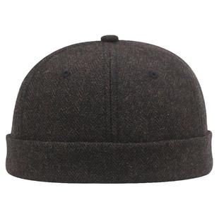 瓜皮帽男羊毛呢大头围嘻哈帽秋冬季男士复古地主帽潮无檐男款帽子