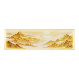 日照金山led灯轻奢卧室床头装饰画主卧房背景墙挂画高档大气壁画