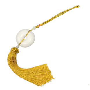 原创白玉平安扣玉佩吊坠挂件 汉服禁步腰佩流苏 车挂抱枕礼品挂饰