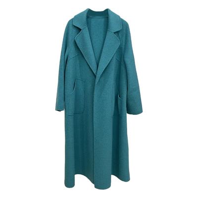 秋冬新款高端气质羊绒湖蓝色外套