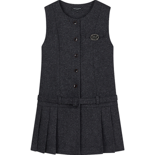 TeenieWeenie小熊女装连衣裙2025冬季新款时髦优雅低腰百褶无袖裙