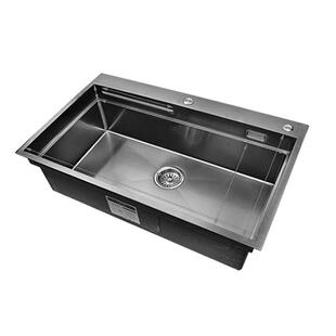 潜水艇纳米水槽304不锈钢手工槽厨房洗菜盆枪灰大单槽SGP-SD7848B