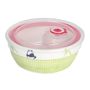 釉下彩陶瓷带盖三格饭碗加深上班族学生餐盘分格家用减脂可微波炉