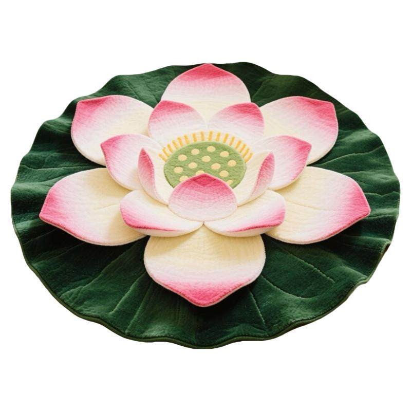水晶绒中式莲花打圆形家用坐垫