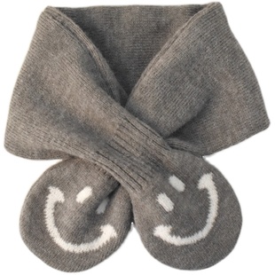 CROAL ins微笑笑脸可爱儿童毛线围巾保暖秋冬宝宝交叉针织围脖