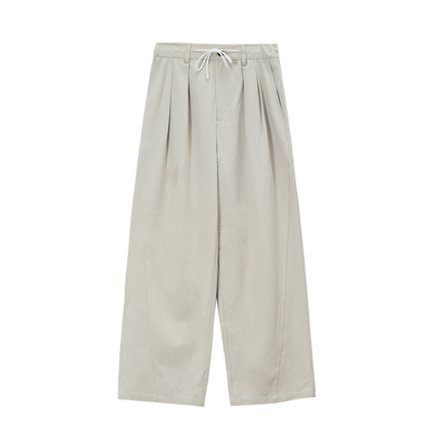 【55%天丝混纺】Unvesno(UN)老钱风垂感抽绳休闲直筒微阔百搭西裤