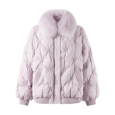 MISSCOCOON可可尼外套女2025冬季新款短款大毛领90白鸭绒羽绒服