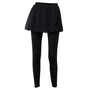 莫代尔舞蹈裤假两件古典舞裙裤黑色冬季练功裤女紧身现代舞萝卜裤