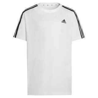 男女童三条纹纯棉上衣圆领短袖T恤大童夏季adidas阿迪达斯轻运动