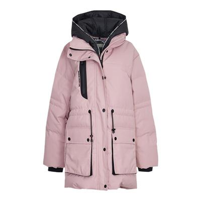 墨蒂珂连帽工装口袋抽绳羽绒服