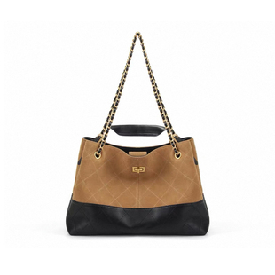 小香风麂皮托特包女大容量手提水桶包高级感百搭菱格链条腋下包包