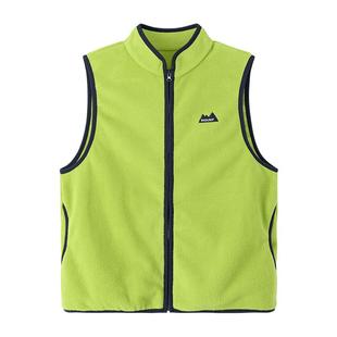 左西男童2025冬款上新立领包边撞色马甲抗静电发热摇粒绒背心外穿