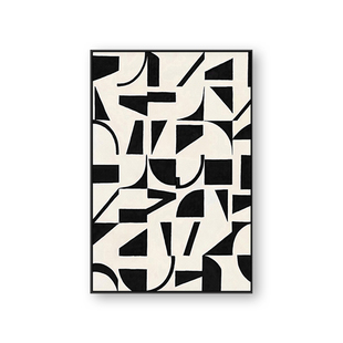 新款白灰客几何抽象装饰画黑厅落地画极简沙发背景墙高级感挂画