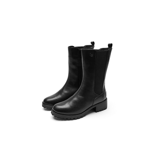 24Hrs西班牙24小时进口女士小牛皮时装靴 优雅中筒靴 26304