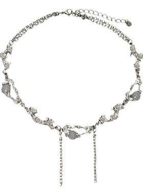 月光石流苏锆石项链甜美