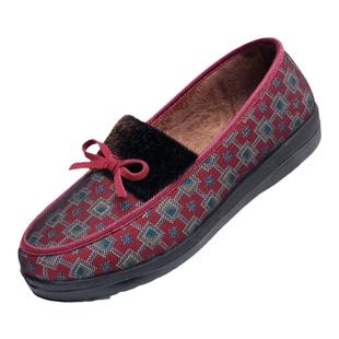 老北京布鞋秋冬女棉鞋老年人薄绒鞋防滑软底加绒保暖老太太二棉鞋