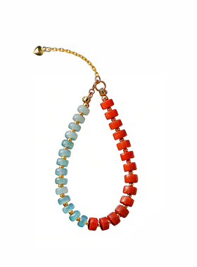 山川心语南红翡翠半山半水手链