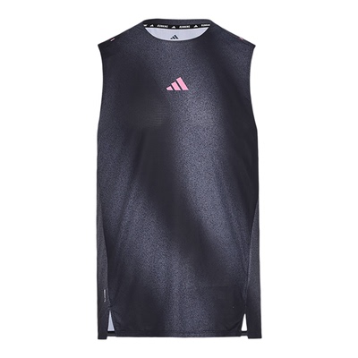 Adidas/阿迪达斯正品2026男士透气跑步侧开叉运动背心T恤KR5093