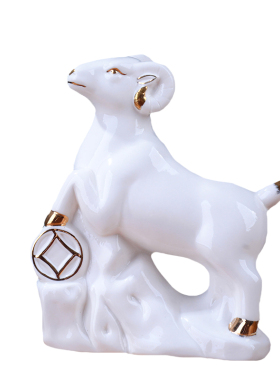 龙蛇白色陶瓷12生肖风水装饰摆件