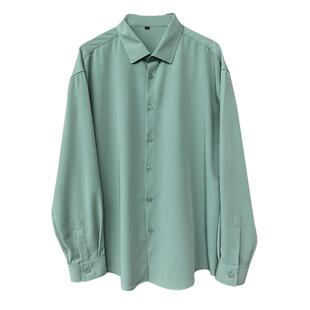 冰丝禁欲系宽松男长袖白色衬衫韩风青春气质免烫垂坠感春秋季痞帅