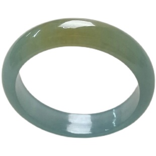 天然翡翠A货蓝水黄翡双彩玉指环糯冰种戒指尾戒男女戒圈细款情侣