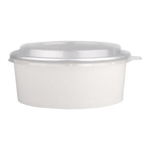 一次性加厚圆形纯白色铝箔餐盒纸碗750/1100ml外卖炒饭打包盒带盖