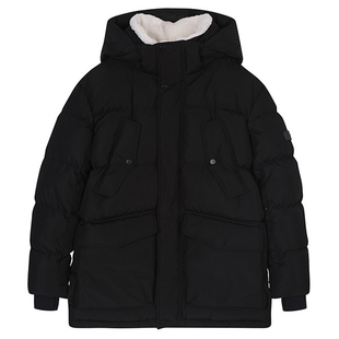 韩国代购TBJ工装羽绒服男女羊羔绒领可拆帽外套大码