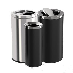 不锈钢垃圾桶酒店大堂翻盖投圆形商用卫生间客厅收纳桶立式果皮箱