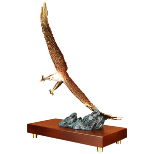 《鹏程万里》大展宏图铜老鹰摆件雄鹰展翅客厅公司办公室桌装饰品