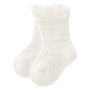 乖奇熊男女宝宝中筒袜夏季薄款可爱袜子婴幼儿透气网眼防蚊袜弹力