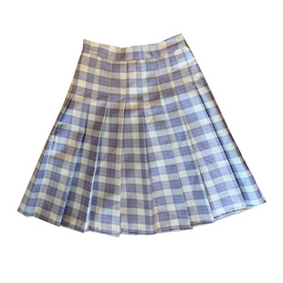 大码格子百褶裙女夏胖mm高腰显瘦a字中长款学院风半身裙bm风裙子