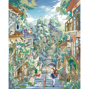 夏日之森造景贴纸日系二次元动漫风带定位特油装饰贴画DIY手账素材大号3d立体趣味微缩造景手帐大人解压玩具