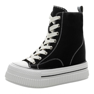 13cm超高跟隐形增高内增高女鞋2026春新款小个子松糕鞋坡跟帆布鞋