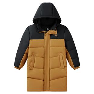 新年衣服红色热返安踏儿童中长款羽绒服三防男童2025冬季新款外套