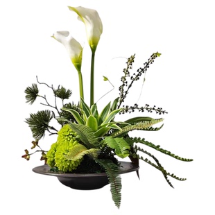 新中式仿真花艺摆件酒店样板房茶室洽谈桌茶几盆景绿植装饰品摆设