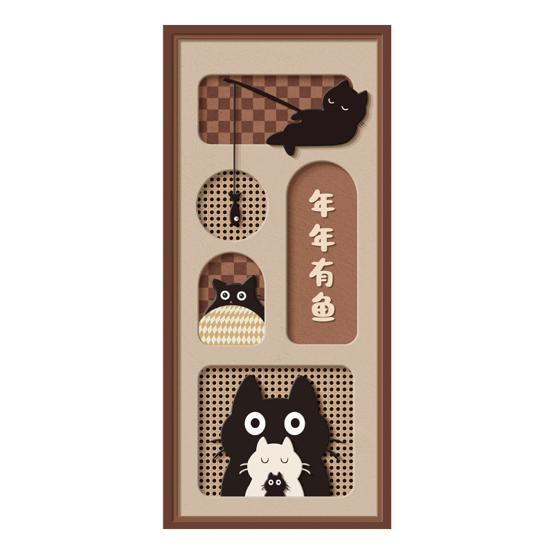 卡通小猫衣柜门贴纸自粘防水墙纸