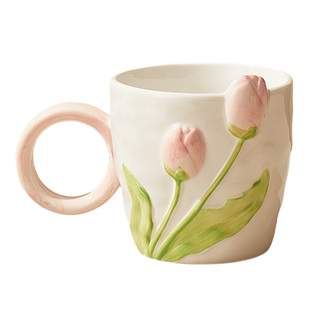 创意高颜值马克杯少女大容量可爱陶瓷郁金香杯子家用办公室喝水杯