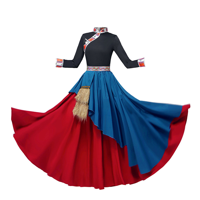 藏族舞蹈服艺考练习服半身裙学生课堂训练服大摆裙藏族舞蹈练习裙