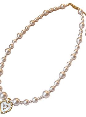 古里雅金色爱心珍珠项链高级感