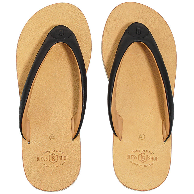 复古风真皮防滑人字拖