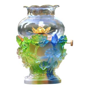 琉璃酥油灯液体莲花长明灯佛具摆件居家客厅佛堂寺庙桌面摆放供奉