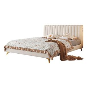 补贴布艺床猫抓布1米8双人床主卧室法式奶油风软包婚床